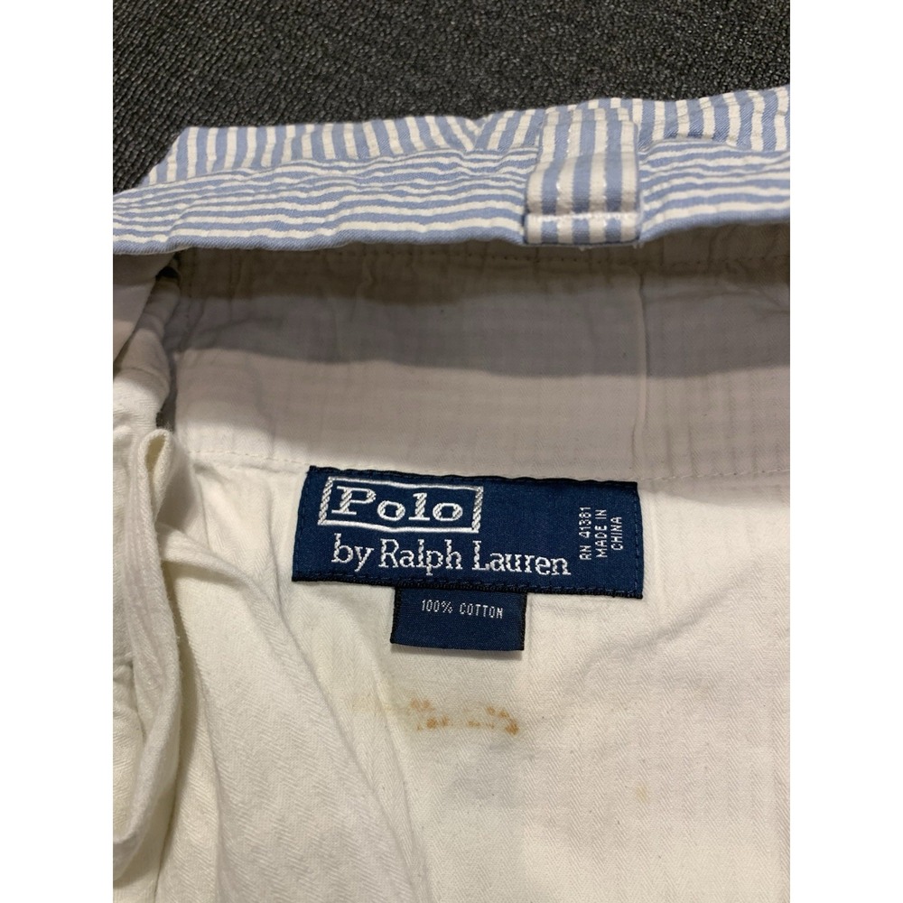 Polo Ralph Lauren Men Shorts Cotton Men's Size 40 Striped Blue White - Picture 3 of 5
